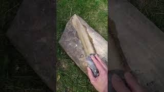 Neolithic flint axe grinding on sandstone The axe head was knapped by James Dilley of Ancient Craft [upl. by Trembly]