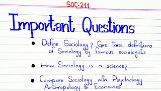 Important Questions SOC211 4thsemester pu [upl. by Ahsatsan]