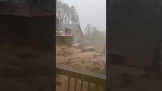 Mudslide sweeps away belongings after Hurricane Helene in Boone North Carolina [upl. by Landing]