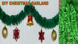 DIY CHRISTMAS GARLAND  Diy crepe paper garland xmas decor [upl. by Soelch]