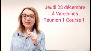 PRONOSTIC PMU QUINTÉ  JEUDI 28 DÉCEMBRE À VINCENNES RÉUNION 1 COURSE 1 pronosticdujourcaro [upl. by Sherfield]