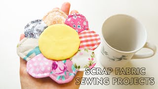 Sewing Projects For Scrap Fabric Part 12 DIY Fabric Coaster [upl. by Chien]