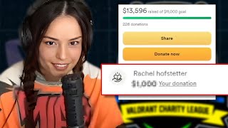 Valkyrae donates at The Nopixel Valorant Charity League [upl. by Arodnahs]