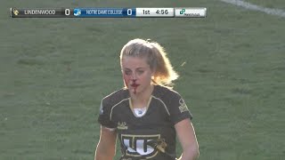 RUGBY TOUGH Womens player Georgia Page breaks her nose stays on to make try saving tackle [upl. by Beebe118]