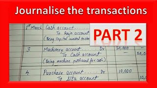 3 Part  2 Journalise the following transactions Class 11 [upl. by Eecyac287]