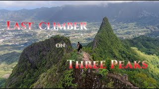 Last climber on THREE PEAKS  Olomana Trail Oahu Hawaii [upl. by Macgregor]