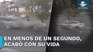 IMPACTANTE Captan momento exacto de choque de automovilista auto quedó destrozado [upl. by Odlanyer]