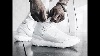 ADIDAS Y3 QASA HIGH TRIPLE WHITE ON FOOT IN 4K [upl. by Acenahs310]