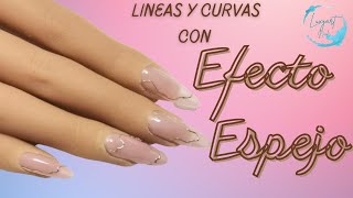 COMO HACER LÍNEAS Y CURVAS CON EFECTO ESPEJO NO SE CAE y NO SE DESGASTA UÑAS en TENDENCIA [upl. by Yelekreb]