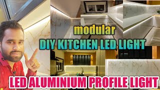 Led Aluminium Profile Light installation in Modular kitchen design 2022  profile light fitting [upl. by Notsag]