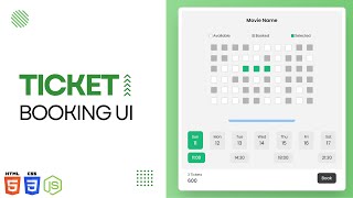 Create a Ticket Booking UI using HTML CSS and JS [upl. by Kiki]