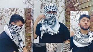 How to tie Palestinian Keffiyeh  SheMagh Tutorial  Majid Shah [upl. by Waverley]