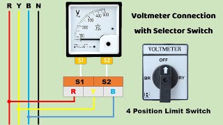 Voltmeter Connection Diagram  Voltmeter Connection With Selector switch TheElectricalGuy [upl. by Dahraf40]