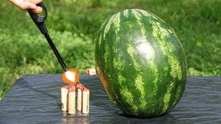 EXPERIMENT Super Firecracker VS Watermelon  Super Slow Motion [upl. by Inus]