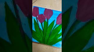 painting tulip flower 🌷art shortsvideo oncanvas [upl. by Leruj680]