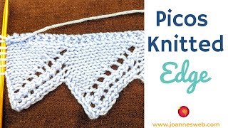 Picos Knitted Edge  Knitting Edges  Knit Embellishments [upl. by Enirolf]