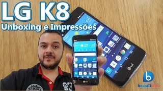 LG K8  Smartphone barato com 16GB Unboxing e Impressões em Português [upl. by Nyrol538]