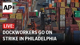 ILA port strike LIVE Dockworkers hit picket lines in Philadelphia [upl. by Iasi]