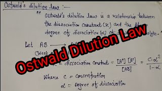 Ostwald Dilution Law by Vikram Tutorial BDPGT BSc MSc PhD Course [upl. by Filippa]