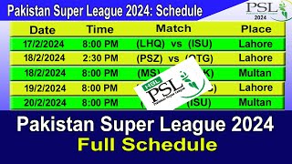 PSL 2024 Schedule  PSL 9 [upl. by Ahsyat]