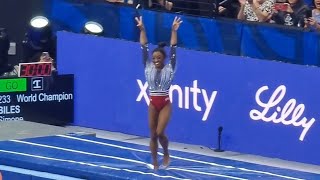 Simone Biles gets standing ovation after HUGE Yurchenko double pike on vault  Olympic Trials 2024 [upl. by Esiuolyram122]