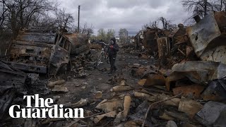 Ukraine drone footage shows scale of destruction in Chernihiv [upl. by Thorma]