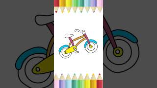 How to draw a cycle kids drawing easy drawing cute drawing simple drawing and colouring [upl. by Odilia]