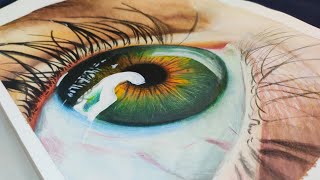 Drawing eye using Polychromos coloured pencils  Polychromos Pencils Drawing  Realistic eye drawing [upl. by Anahoj427]