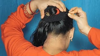 Best amp Easy🤔👉🏻 Simple Juda Bun Hairstyle For Long Hair  Bun Hair Style Girl  Wedding Special Bun [upl. by Aeel]