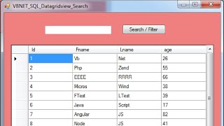 VBNET And SQL  Datagridview Search Data Using Visual Basic Net  with source code [upl. by Fifine648]