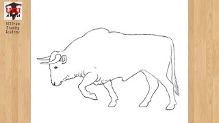 How to Draw a Bull Easy Drawing Step by Step Outline Strong Bull Sketch Tutorial for Beginners Art [upl. by Tolmann]