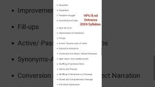 HPU Bed entrance syllabus 2024 latestjobupdates hpuexam hpuexamnews syllabus hpushimla exam [upl. by Eilegna]