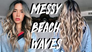 HOW TO CURL YOUR HAIR USING T3MICRO CURLING WAND  MESSY BEACHY WAVES TUTORIAL [upl. by Elay489]