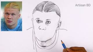 Realistic Portrait Drawing Erling Haaland Easy Tutorial [upl. by Hanni]