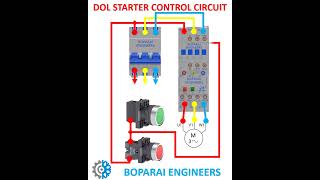 D O L STARTER CONTROL CIRCUIT starter MCB contractor relay motor circuits control wiring [upl. by Niklaus]