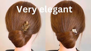 Easy and elegant hairstyle for short to medium length wedding hair style❤️ [upl. by Cherey]