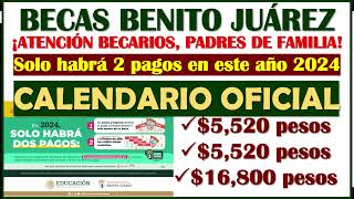 🥳🤑CALENDARIO OFICIAL DE PAGOS 2024 BECAS BENITO JUÁREZ🥳👌 [upl. by Chon]