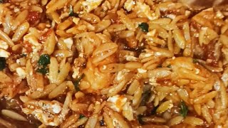 cooking Orzo prawn tomatoes sauce feta cheese show live my recipe western food 😋 ❤️ [upl. by Annovoj]