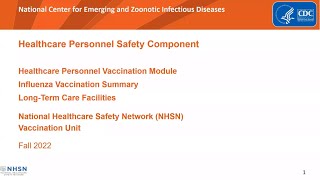 Healthcare Personnel Vaccination Module  Influenza Vaccination Summary  LTCF [upl. by Ver]