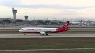 Atlasglobal Airbus A321 Istanbul Ataturk Havalimanı kalkış [upl. by Francene]