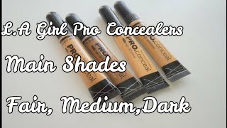 LA Girl PRO Concealers Shades for FAIRMEDIUMDARK SKIN in हिन्दीShade Guide [upl. by Sybila490]