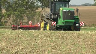 John Deere 9560RT pulling Horsch Tiger MT turning on headland  NO MUSIC [upl. by Yelsgnik]