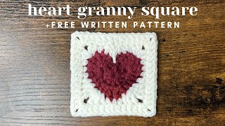 Crochet Heart Granny Square Tutorial amp Free Written Pattern [upl. by Wearing]