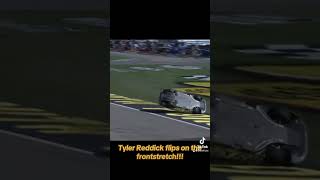 Tyler Reddick flips on the frontstretch flip upsidedown nascar lasvegasmotorspeedway racing [upl. by Nastassia]