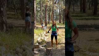 57 or 46 woodchopping woodsplitting axe challenge shorts itskyajeub [upl. by Losse372]