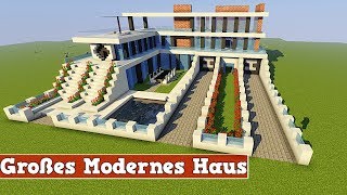 Wie baut man ein großes Modernes Haus in Minecraft  Minecraft Modernes Haus Bauen Deutsch [upl. by Leor712]