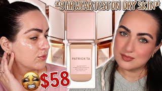 NEW PATRICK TA Foundation REVIEW Major Skin HydraLuxe Luminous Foundation 9HR WEAR TEST dry skin [upl. by Asirahc]