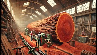 The Dangerous Technique of Carving a Giant Redwood Tree  By Woodworking Factory [upl. by Wie]