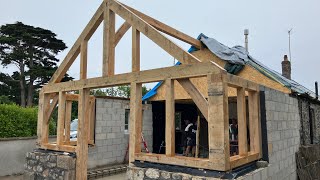 Erecting a traditional timber frame extension by Post and Beam ltd [upl. by Udela]