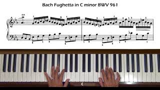 Bach Fughetta in C minor BWV 961 Piano Tutorial [upl. by Gleason]